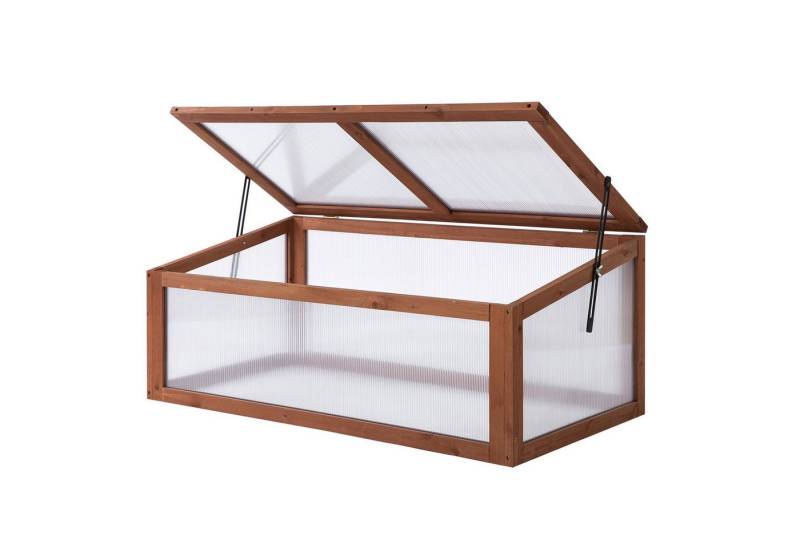 Outsunny Hochbeet mit Abdeckung, UV Schutz, lichtdurchlässig (Frühbeet Holz, 1 St., Mini Gewächshaus), winterfest, für Garten, Braun von Outsunny