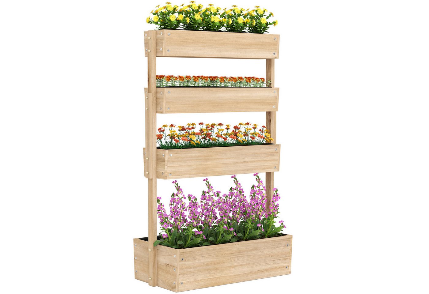 Outsunny Hochbeet mit Entwässerungslöcher (4 Ebene Pflanzbeet, 1 St., Frühbeet aus Holz), für Blumen, Pflanzen,Obst, Gemüse, 88,5 x 45 x 140 cm von Outsunny