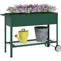 Outsunny Hochbeet mit Rädern und Regal Kräuterbeet Pflanzenbeet Metall Grün Outsunny Hochbeet mit Rädern und Regal Kräuterbeet Pflanzenbeet Metall Grün von Outsunny