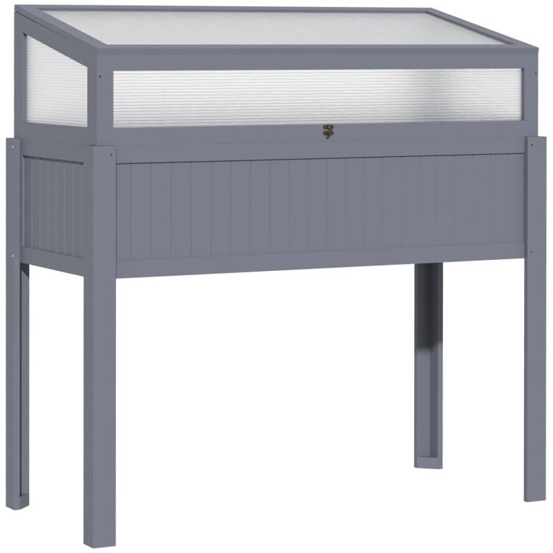 Outsunny Hochbeetkasten Tannenholz PC-Panel Grau 120L x 54B x 122H cm von Outsunny
