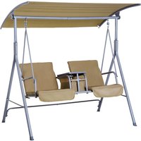 Outsunny Hollywoodschaukel, 2-Sitzer, beige, inkl. Auflagen von Outsunny