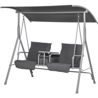Outsunny Hollywoodschaukel 2-Sitzer Schaukelbank mit Baldachin, Tasche, Gartenschaukel mit Tablett, bis 180 kg Belastbar, für Garten, Balkon, Schwarz   Aosom von Outsunny