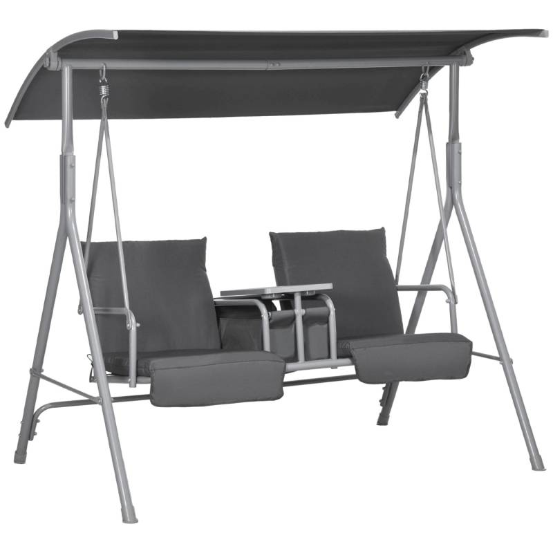 Outsunny Hollywoodschaukel 2-Sitzer mit Baldachin mit Tablett Schwarz von Outsunny