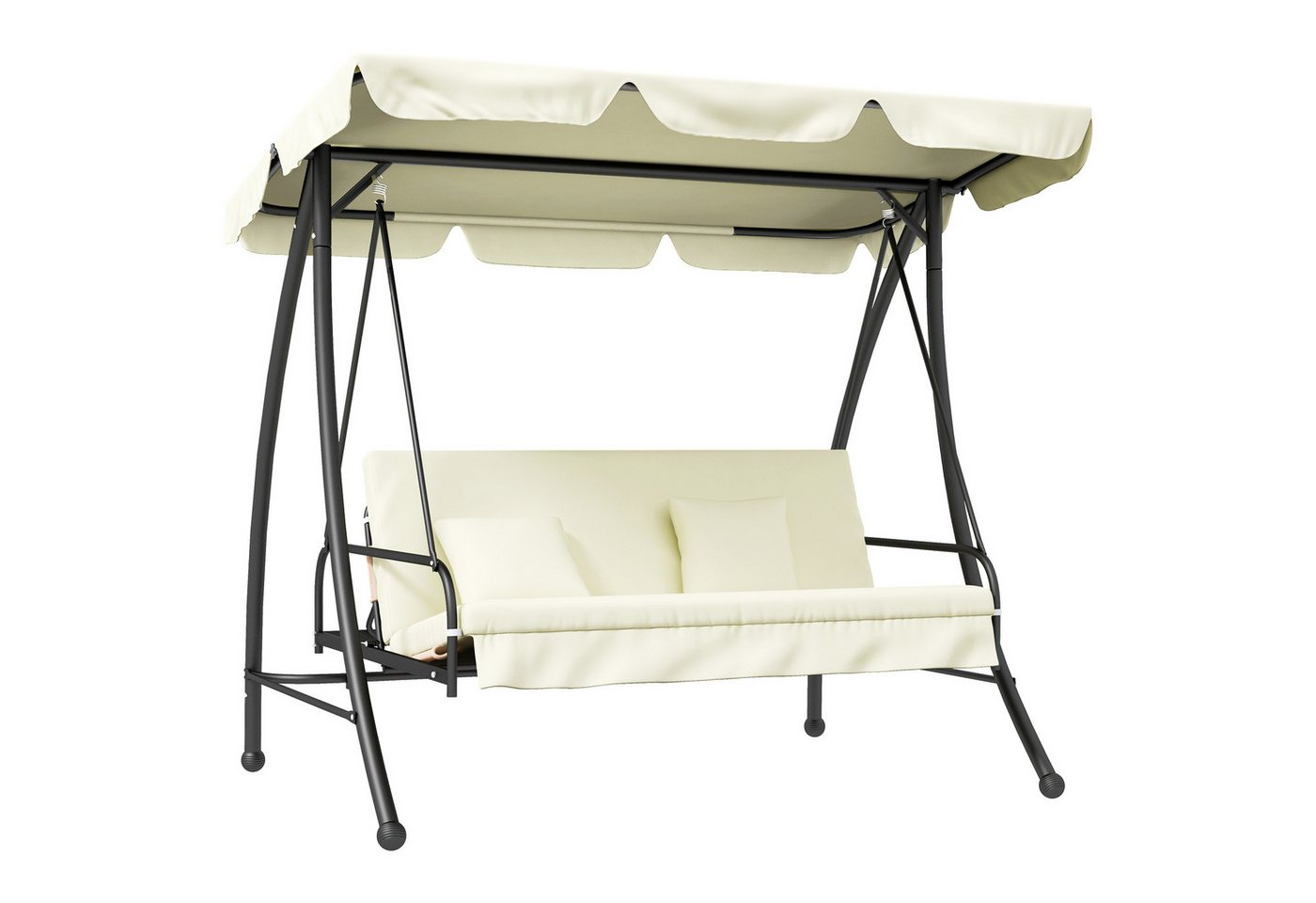 Outsunny Hollywoodschaukel 2 in 1 mi Liegefunktion, verstellbarem Sonnendach, belastbar bis 240kg, 3-Sitzer, Bettfunktion, 3-Sitzer Gartenschaukel, 1 tlg., Schaukelbank, für Garten, Terrasse, 200x125x170 cm, Cremeweiß Outsunny Hollywoodschaukel 2 in 1 mi Liegefunktion, verstellbarem Sonnendach, belastbar bis 240kg, 3-Sitzer, Bettfunktion, 3-Sitzer Gartenschaukel, 1 tlg., Schaukelbank, für Garten, Terrasse, 200x125x170 cm, Cremeweiß von Outsunny