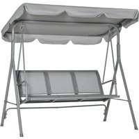 Outsunny Hollywoodschaukel 3-Sitzer Gartenschaukel Schaukelbank mit Dach Metall Grau+Silber 170 x 110 x 153 cm von Outsunny