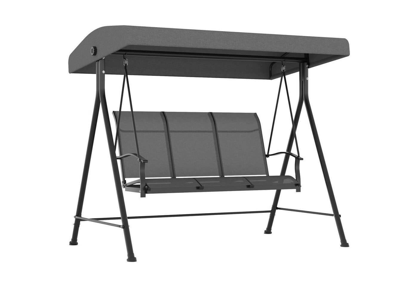 Outsunny Hollywoodschaukel Gartenschaukel mit Verstellbarem Dach, mit Armlehne, 3-Sitzer, Verstellbares Dach, Relaxstuhl, 1 tlg., Schaukelstuhl, für Garten, Balkon, Dunkelgrau von Outsunny