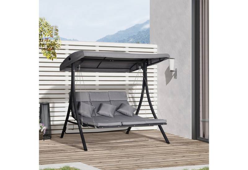 Outsunny Hollywoodschaukel Gartenschaukelmit mit Sonnendach, 3-Sitzer, Verstellbares Dach, Schaukelbank, 1 tlg., Schaukelstuhl, für Garten, Balkon, Grau Outsunny Hollywoodschaukel Gartenschaukelmit mit Sonnendach, 3-Sitzer, Verstellbares Dach, Schaukelbank, 1 tlg., Schaukelstuhl, für Garten, Balkon, Grau von Outsunny