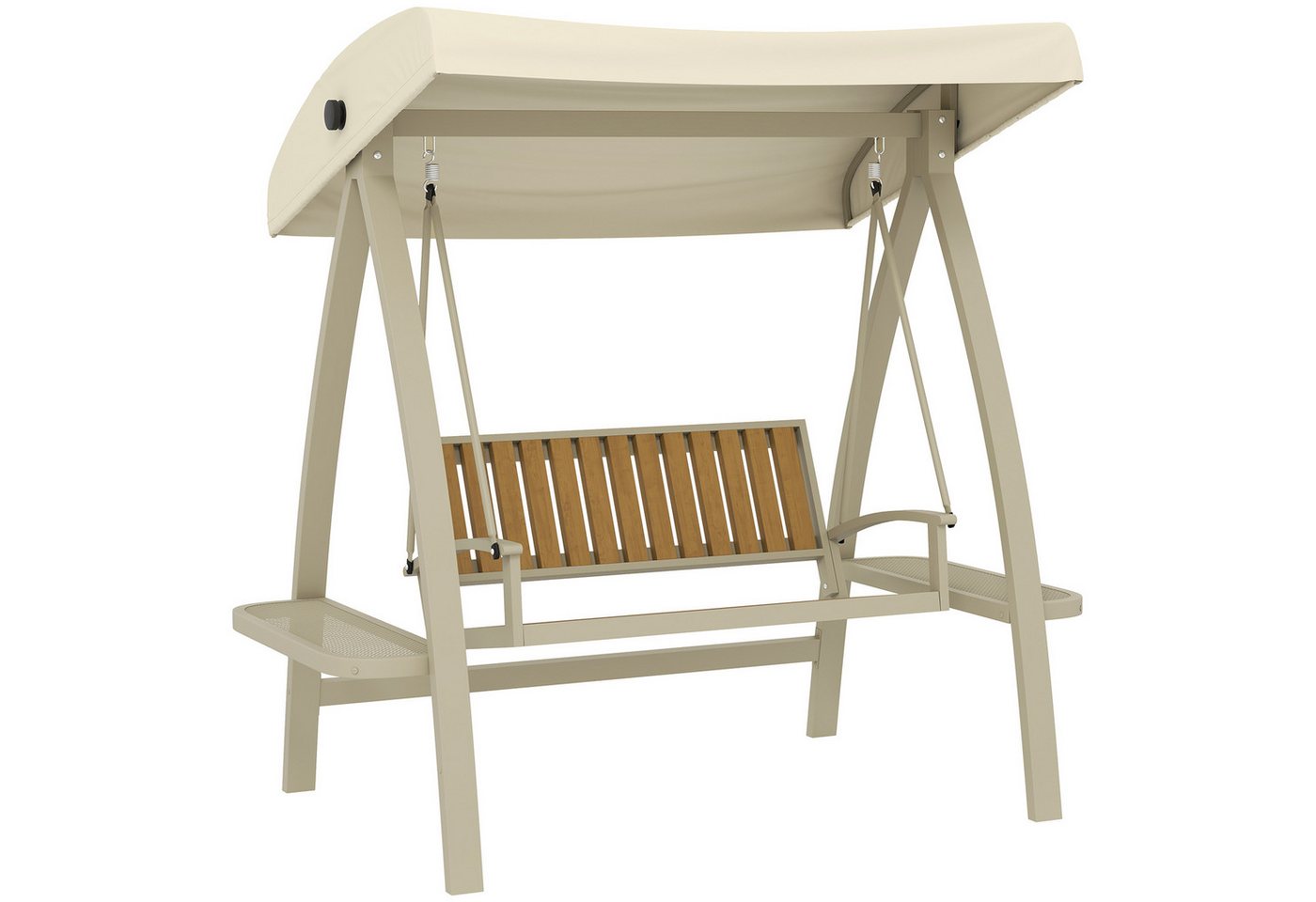 Outsunny Hollywoodschaukel mit verstellbarem Sonnendach, Seitentisch, 2-Sitzer, Schaukelfunktion, 2-Sitzer Gartenschaukel, 1 tlg., Schaukelbank, bis 240kg, für Garten, Terrasse, 200 x 120 x 190cm, Beige Outsunny Hollywoodschaukel mit verstellbarem Sonnendach, Seitentisch, 2-Sitzer, Schaukelfunktion, 2-Sitzer Gartenschaukel, 1 tlg., Schaukelbank, bis 240kg, für Garten, Terrasse, 200 x 120 x 190cm, Beige von Outsunny