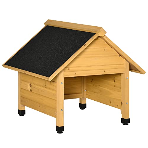 Outsunny Holzgarage für Rasenmäher Roboter Mähroboter Garage Carport für Rasenroboter Sonnen- & Regenschutz Gelb 75 x 76 x 70 cm von Outsunny