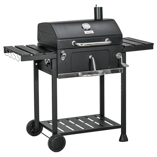 Outsunny Holzkohlegrill, Campinggrill mit zwei Grillrost, klappbar Seitenablage, Grillwagen mit Regal, Griff für BBQ, Edelstahl, Schwarz, 120 x 64 x 114 cm Outsunny Holzkohlegrill, Campinggrill mit zwei Grillrost, klappbar Seitenablage, Grillwagen mit Regal, Griff für BBQ, Edelstahl, Schwarz, 120 x 64 x 114 cm von Outsunny
