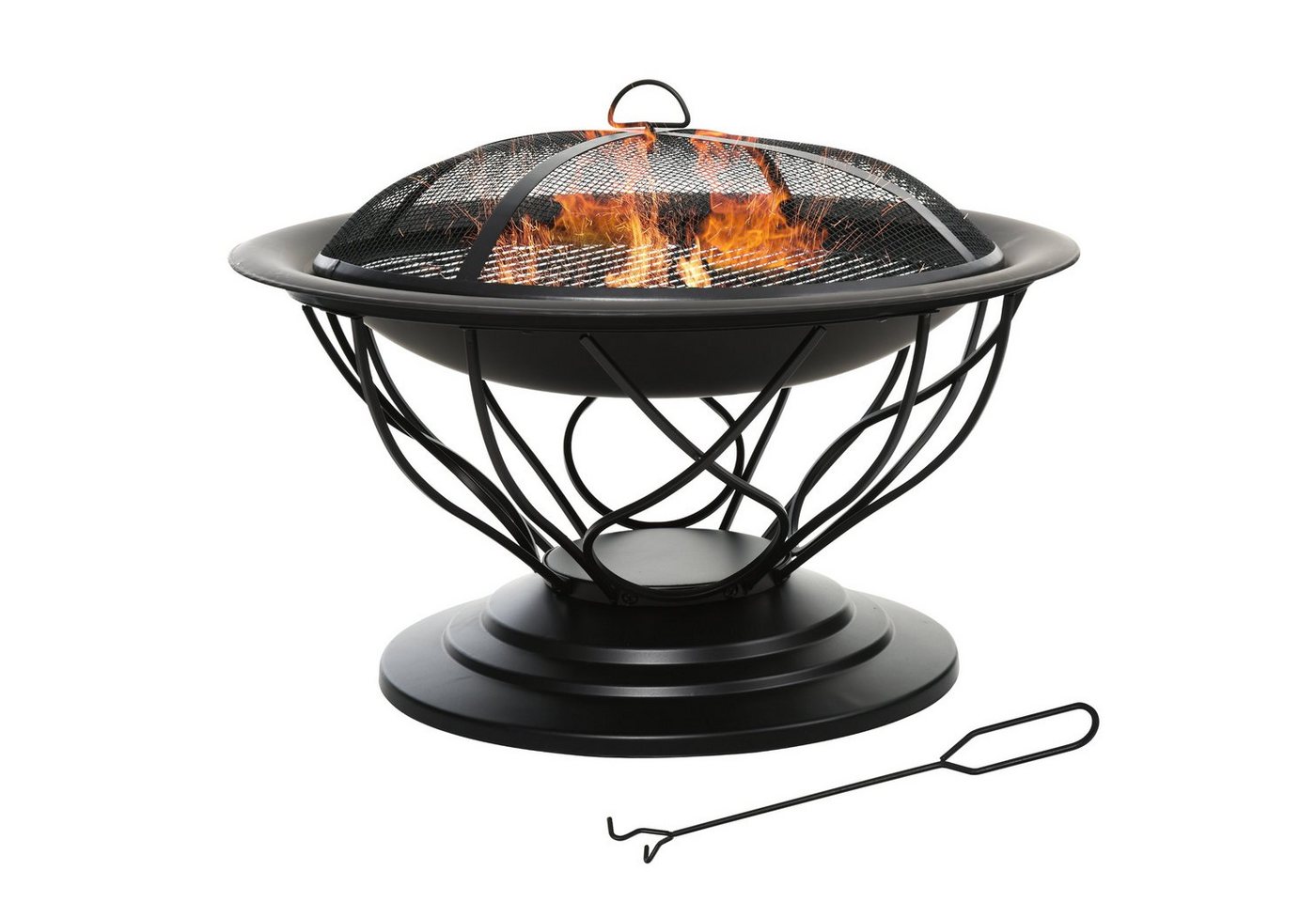 Outsunny Holzkohlegrill 2-in-1 Feuerschale mit Grillrost von Outsunny