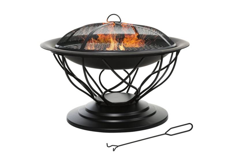 Outsunny Holzkohlegrill 2-in-1 Feuerschale mit Grillrost von Outsunny
