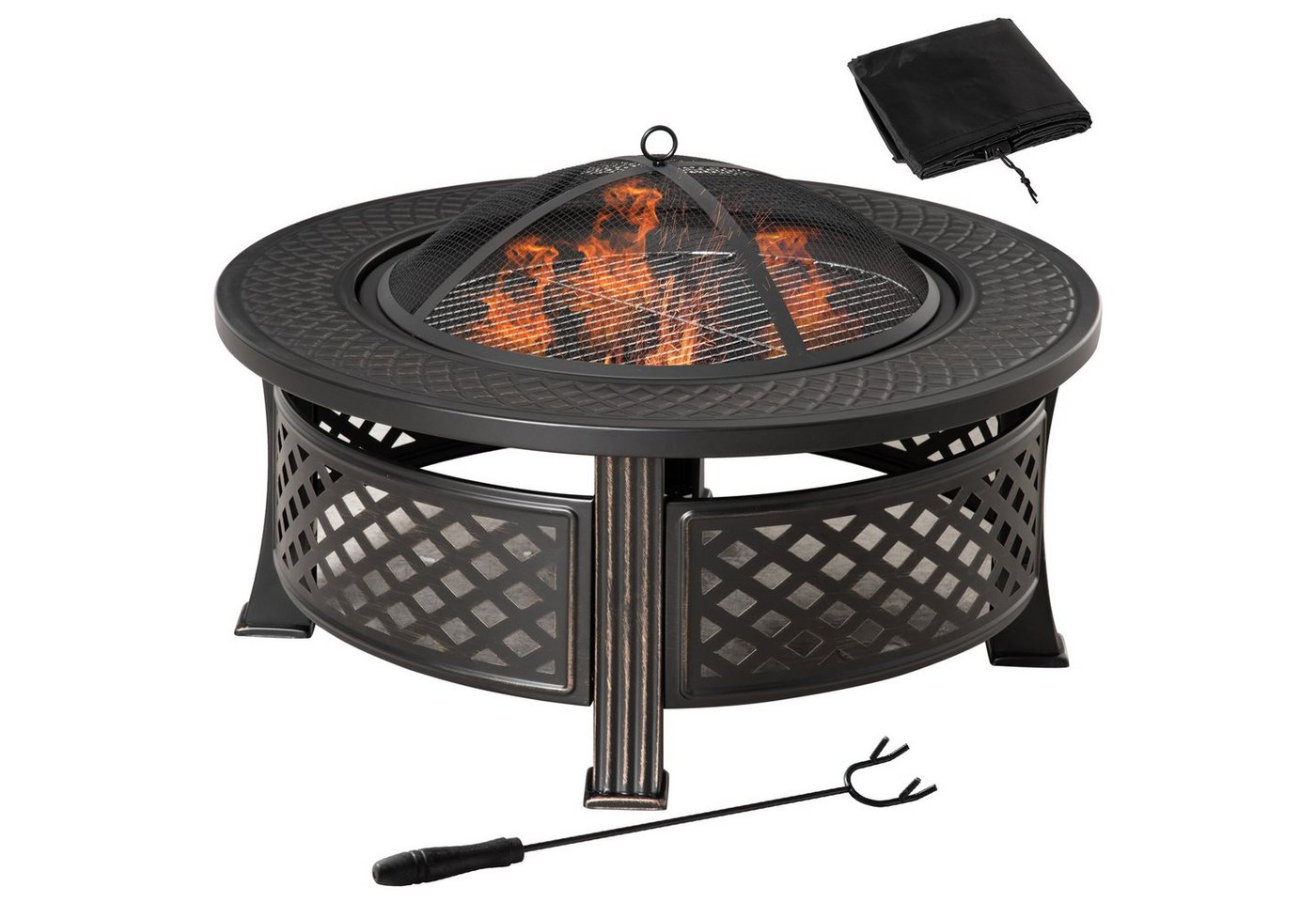 Outsunny Holzkohlegrill Feuerschale, Set, BxTxH: 81x81x50 cm von Outsunny