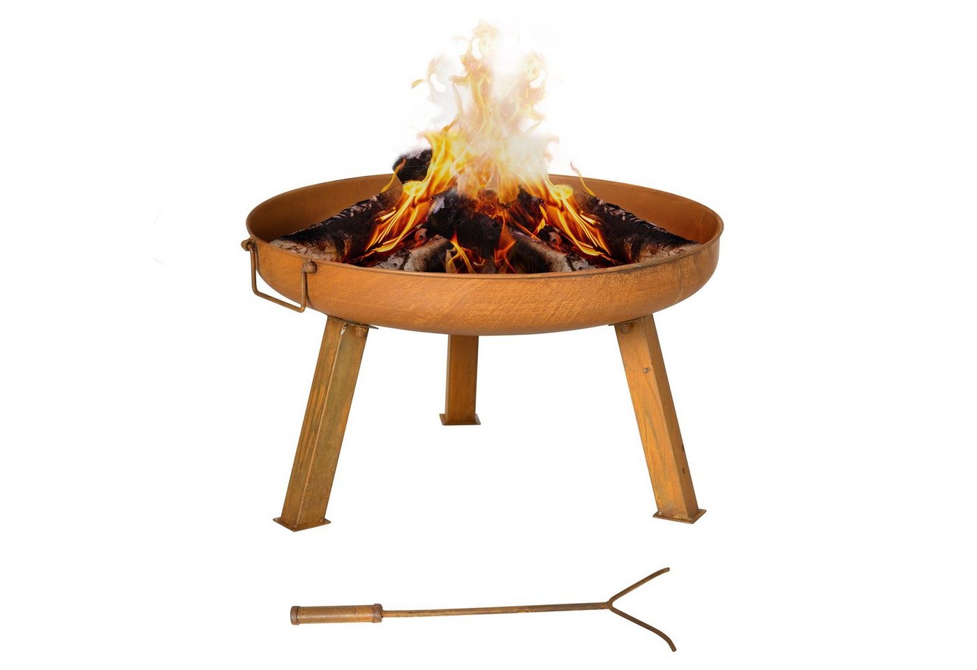 Outsunny Holzkohlegrill Feuerschale mit Schürhaken, Eisen, Set, Feuerstelle, BxTxH: 71x60x36 cm von Outsunny