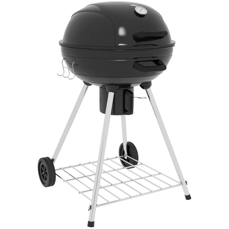 Outsunny Holzkohlegrill Metall Kunststoff Schwarz 55L x 65B x 89H cm von Outsunny