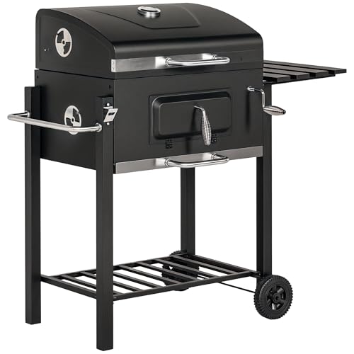 Outsunny Holzkohlegrill aus Edelstahl BBQ Smoker mit Deckel Thermometer Räder Kohlewanne Griff Ablage Grillwagen, Kohlegrill Standgrill für Barbeque Camping, Garten 115 x 67 x 107 cm Outsunny Holzkohlegrill aus Edelstahl BBQ Smoker mit Deckel Thermometer Räder Kohlewanne Griff Ablage Grillwagen, Kohlegrill Standgrill für Barbeque Camping, Garten 115 x 67 x 107 cm von Outsunny