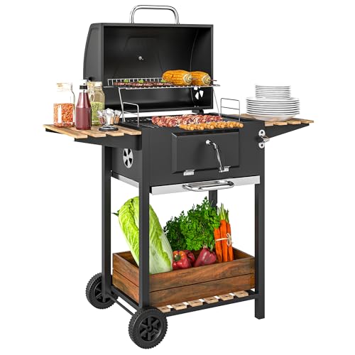 Outsunny Holzkohlegrill aus Edelstahl fahrbar Kohlegrillwagen mit Räder Thermometer Deckel Grillrost, Grillwagen mit Griff verstellbar Kohlewanne Holzablage BBQ Smoker für Garten Camping 112x58x107cm Outsunny Holzkohlegrill aus Edelstahl fahrbar Kohlegrillwagen mit Räder Thermometer Deckel Grillrost, Grillwagen mit Griff verstellbar Kohlewanne Holzablage BBQ Smoker für Garten Camping 112x58x107cm von Outsunny