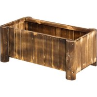Outsunny Jardinière auf Ständer Blumenbecken 70L x 35B x 30H cm Halbrunde Beine Körper mit Holzoptik-Latten Fichtenholz verkohlt behandelt   Aosom von Outsunny