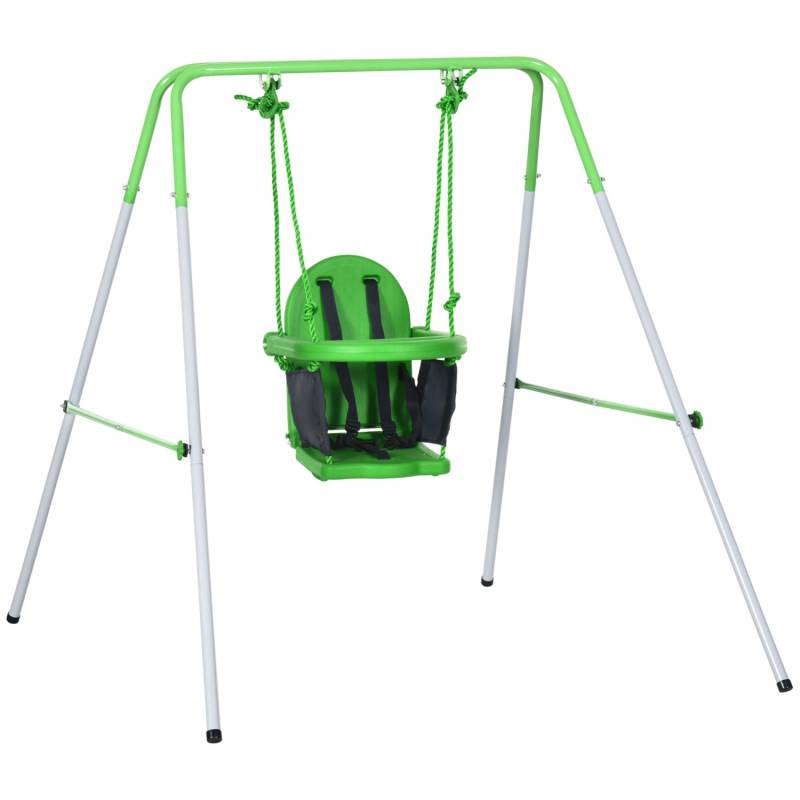 Outsunny Kinderschaukel  Stahl Kunststoff Grau 122L x 146B x 122H cm von Outsunny