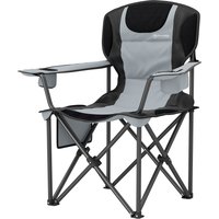 Outsunny Klappbarer Campingstuhl, Gepolsterter Anglerstuhl, Höhenverstellbare Armlehnen, Getränkehalter, Seitenfächer und Kühltasche, Faltbarer Stuhl für Wandern, Angeln und Picknick, Hellgrau   Aosom von Outsunny