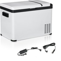 Outsunny Kühlbox Auto 30L mit LCD-Anzeige Kompressor Autokühlschrank elektrisch Boot Camper Reisen 12/24V DC und 110-240V AC Weiß   Aosom von Outsunny