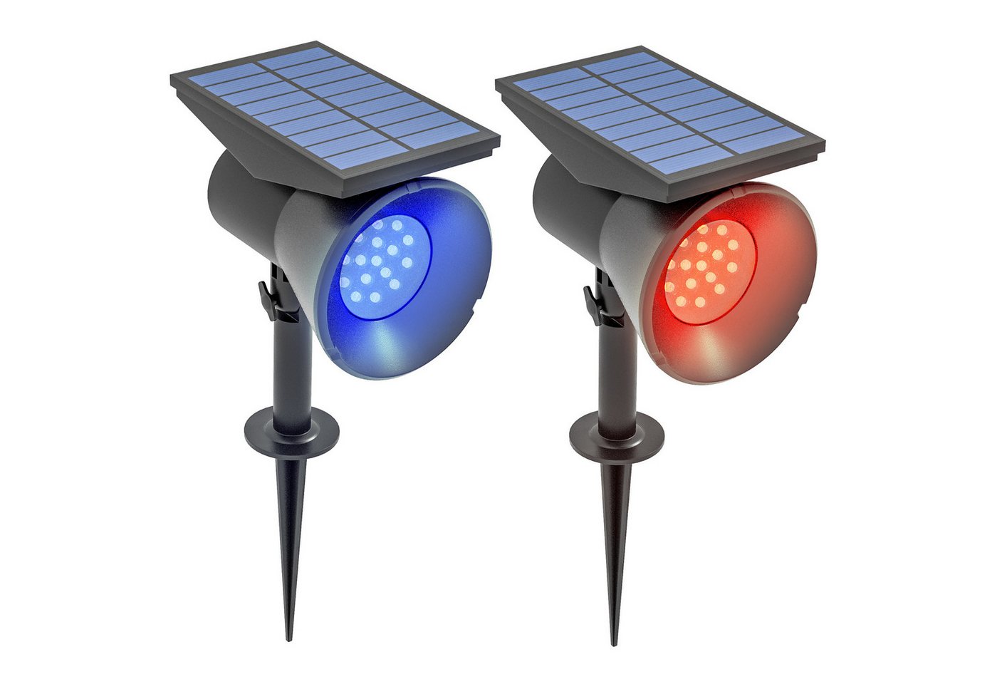 Outsunny LED Solarleuchte Solarlampen, 2 Stück Solarleuchten mit LED-Beleuchtung, Wasserdicht, LED fest integriert, Farbwechsler, für Garten, Balkon, Terrasse, Schwarz von Outsunny