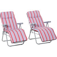 Outsunny Liegestuhl Sonnenliege Gartenliege 2er-Set mit Kissen klappbar verstellbare Rückenlehne Stahl+Polyester Rot 60 x 75 x 65-102 cm  Aosom von Outsunny