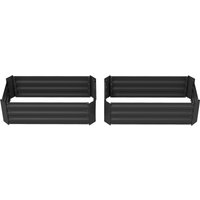 Outsunny Lot de 2 Hochbeete für den Garten Maße 100L x 50B x 30H cm - gewelltes Stahlblech in Grau   Aosom von Outsunny