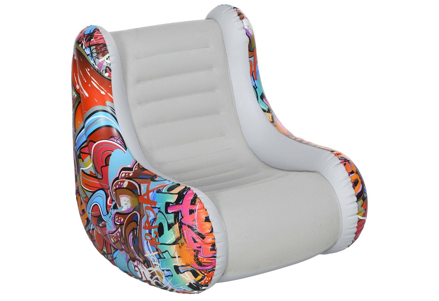 Outsunny Luftsessel Aufblasbarer Sessel mit Schaukelfunktion, bis 80 kg Belastbar, (Aufblasbares Sofa, Klappbares Luftsofa), für Camping, Zuhause, Hellgrau, 94 x 76 x 75 cm von Outsunny