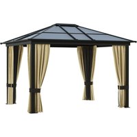 Luxus Pavillon Gartenpavillon Alu Partyzelt Gartenzelt mit lichtdurchlässigem pc Dach Braun+Beige 300 x 360 x 265 cm - Schwarz+Braun+Beige - Outsunny von Outsunny