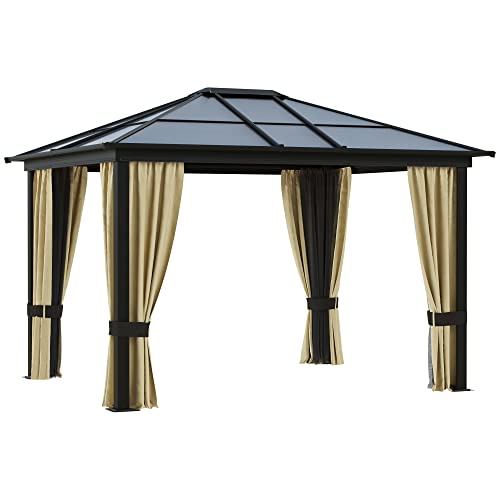 Outsunny Luxus Pavillon Gartenpavillon Alu Gartenzelt Partyzelt mit lichtdurchlässigem PC Dach 300 x 360 x 265 cm von Outsunny