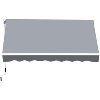 Outsunny Manuell ausziehbare Markise dim. 2,5B x 2T (Ausladung) m einstellbare Neigung Markise aus Alu. wasserdichtes hochdichtes Polyester Grau   Aosom von Outsunny
