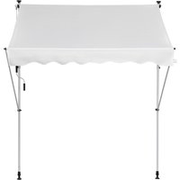 Outsunny Manueller ausziehbarer Markisenstore 2L x 1,5B x 1,7-2,8H m einstellbare Neigung schnelle Installation Balkonmarkise ohne Bohren Metall Aluminium Polyester Weiß   Aosom von Outsunny