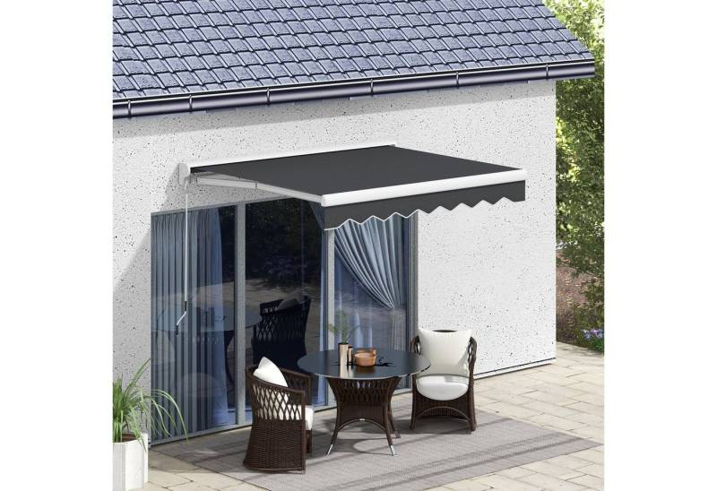 Outsunny Markise 2,5 x 2 m Elektrische Gelenkarmmarkise mit Handkurbel, Fernbedienung (Sonnendach, 1-St., Balkonmarkise) für Garten Alu Grau von Outsunny