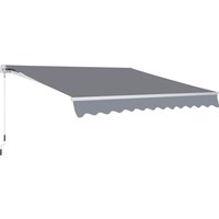 Outsunny Markise Gelenkarmmarkise Sonnenschutz mit Handkurbel 3,5 x 2,5 m Grau Alu+Polyester von Outsunny