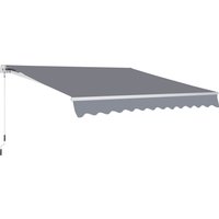 Outsunny Balkonmarkise, 3,5 x 2,5 m, 5°-45° neigbar, Komplettset, Schutz vor Sonneneinstrahlung und Regen, mit Handkurbel, Alu, Polyester, Grau  Aoso von Outsunny