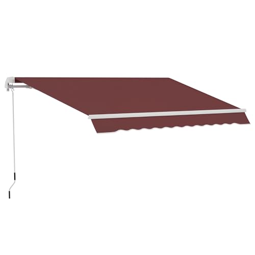 Outsunny Markise Manuell einziehbar Winkel einstellbar Aluminium Polyester wasserdicht 3,5 x 2,5 m rot von Outsunny