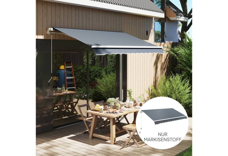 Outsunny Markise mit Volant, wasserabweisend, für 4 x 3 m Markisen (Markisenbespannung, 2-St., Markisenstoff) für Garten, Balkon, Hof, Grau von Outsunny
