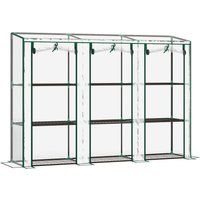 Outsunny Mini-Gewächshaus 3 Ebenen mit verstärkter Kunststoffplane, 3 aufrollbare Türen, 9 Regale, 215 x 46 x 151/144 cm Aosom Outsunny Mini-Gewächshaus 3 Ebenen mit verstärkter Kunststoffplane, 3 aufrollbare Türen, 9 Regale, 215 x 46 x 151/144 cm Aosom von Outsunny
