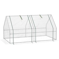 Outsunny Mini Gewächshaus Foliengewächshaus mit 2 Rollfenster, Witterbeständige Frühbeet für Garten, Balkon, PE Folie, Stahl, Weiß, 180 x 90 x 90 cm von Outsunny