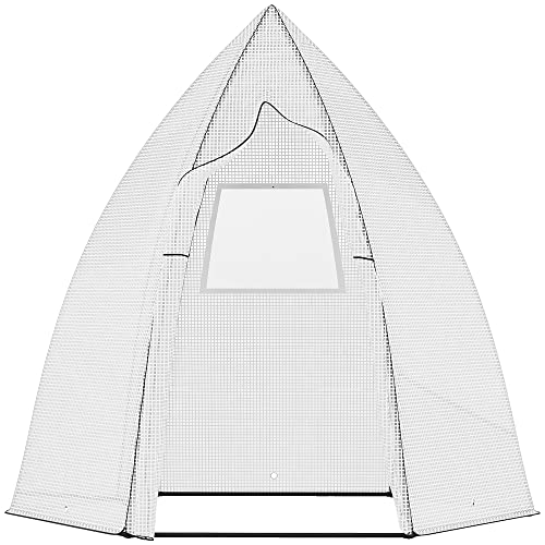 Outsunny Mini Gewächshaus Überwinterungszelt für Pflanzen mit Rolltür Garten Balkon Winterschutz Weiß 160 x 140 x 180 cm von Outsunny