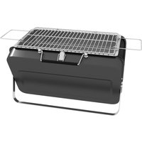Outsunny Mini-Grill aus Holzkohle Tragbarer BBQ mit Kofferhülle Klappbarer Tischgrill für Garten, Camping, Picknick, Maße 47L x 30B x 28H cm Schwarz   Aosom von Outsunny
