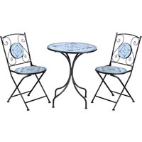 Outsunny Ø 61 cm Garten Sitzgruppe 3-teiliges Bistro-Set Garnitur 1 Tisch+2 faltbare Stühle für Terr von Outsunny
