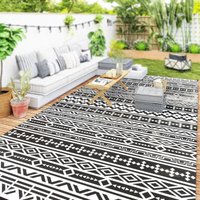 Outsunny - Outdoor Teppich robuster Wetterfest Outdoorteppich, faltbar Carpet mit Boho-Style, Outdoor-Teppich für Wohnzimmer Balkon Garten Terrasse von Outsunny