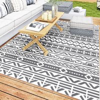 Outsunny Outdoor Teppich robuster Wetterfest Outdoorteppich, faltbar Carpet mit Boho-Style, Outdoor-Teppich für Wohnzimmer Balkon Garten Terrasse Bad von Outsunny