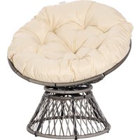 Outsunny Papasansessel Korbsessel 360 Grad Liegeschale mit Sitzpolster aus Kunstrattan und Metallrahmen 87 x 97 x 86 cm Creme   Aosom.de von Outsunny
