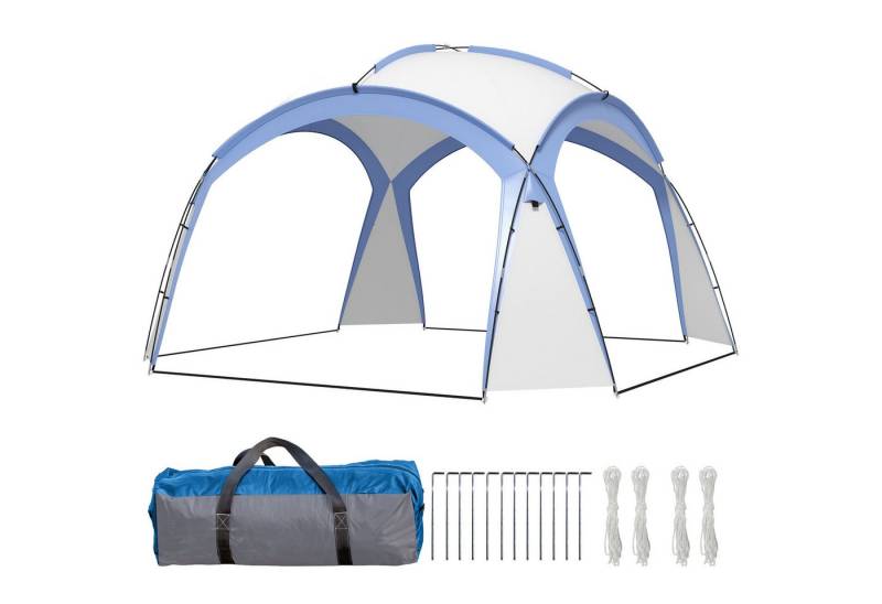 Outsunny Partyzelt 3,5 x 3,5m, mit Haken, Tür, mit 0 Seitenteilen, (winterfest Event Shelter, wasserabweisend Campingzelt), Sonnenschutz für Camping, Garten Festivals Blau von Outsunny