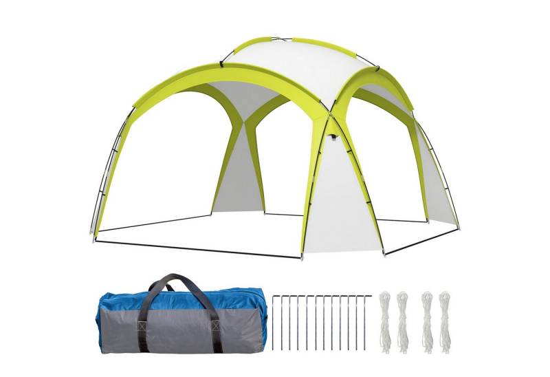 Outsunny Partyzelt 3,5 x 3,5m, mit Haken, Tür, mit 0 Seitenteilen, (winterfest Event Shelter, wasserabweisend Campingzelt), Sonnenschutz für Camping, Garten Festivals Grün von Outsunny