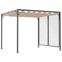 Outsunny Pavillon Pergola 275x295x238cm  mit einstellbarem Stoffdach, Partyzelt, Überdachung, Polyester, Beige  Aosom von Outsunny