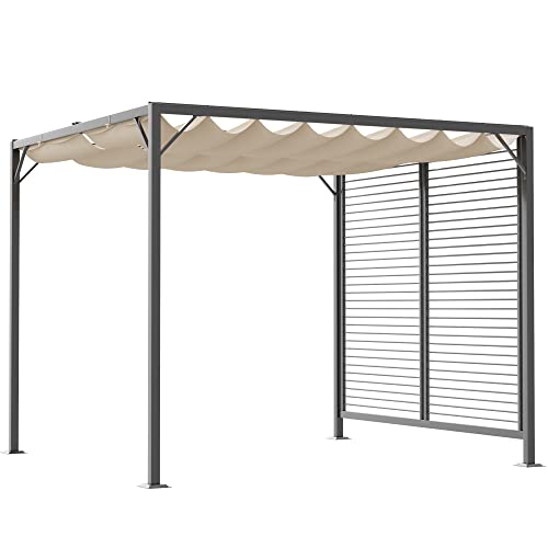 Outsunny Pavillon, Pergola mit einstellbarem Stoffdach, Partyzelt, Überdachung, Polyester, Beige, 300 x 280 x 238 cm von Outsunny